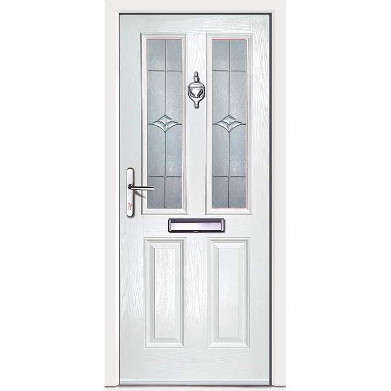 Virtuoso Clifton CS2 Right Handed 2 Panel Victorian Fully Finished White Composite 2 Light Decorative Glazed External Front Door - 2100mm x 880mm (82.7x34.6 inch) DS-CLCS2-WW-C-L-U-C-LT-RH