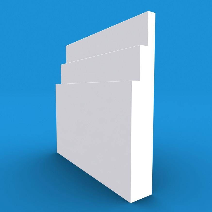 Large Stepped MDF White Primed Skirting Board 4200mm x 145mm x 18mm