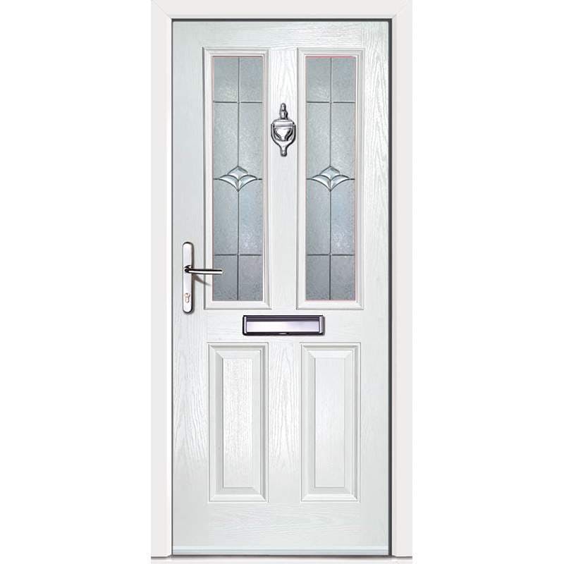 Virtuoso Clifton CS2 Right Handed 2 Panel Victorian Fully Finished White Composite 2 Light Decorative Glazed External Front Door - 2104mm x 856mm (82.8x33.7 inch) DS-CLCS2-WW-B-L-U-C-LT-RH