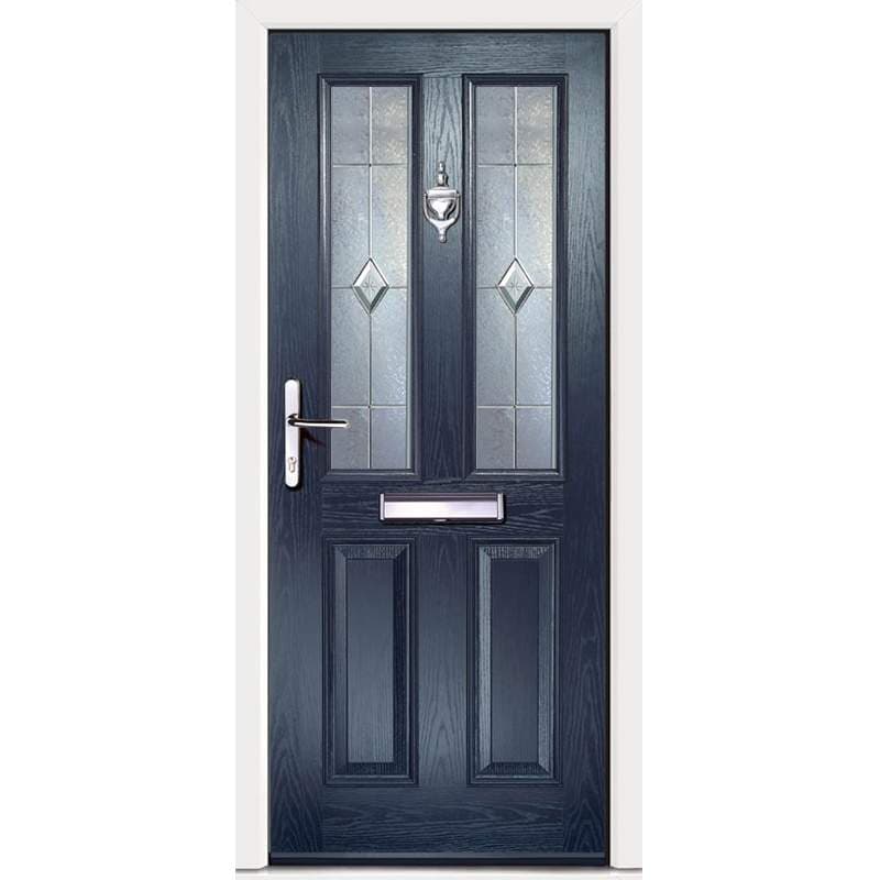 Virtuoso Clifton CS4 Right Handed 2 Panel Victorian Fully Finished Blue Composite 2 Light Decorative Glazed External Front Door - 2104mm x 856mm (82.8x33.7 inch) DS-CLCS4-BLW-B-L-U-C-LT-RH