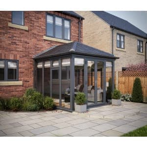 SOLid Roof Full Height Edwardian Conservatory Grey Frames with Titanium Grey Tiles - 13 x 10ft