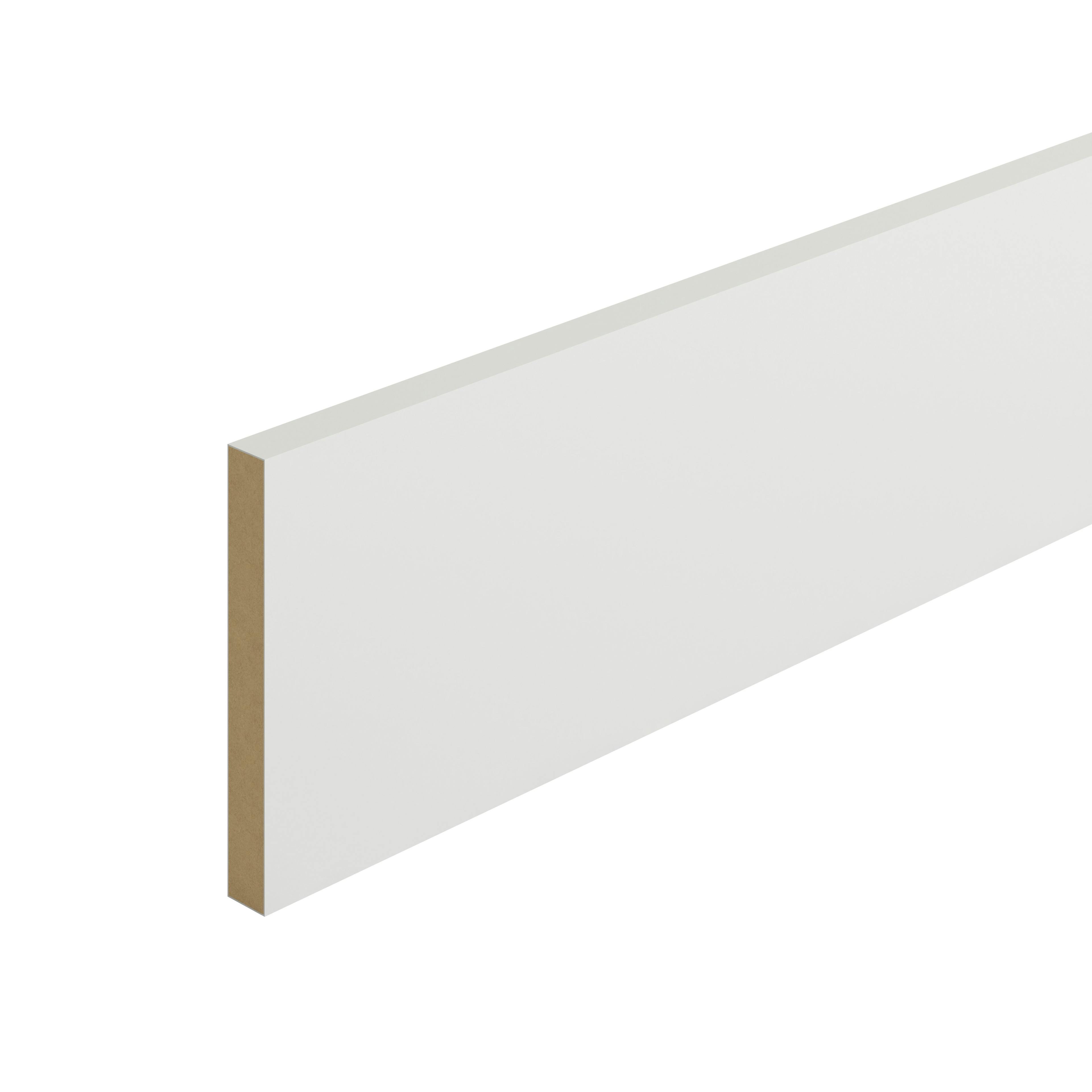 Metsä Wood Primed White Mdf Square Edge Skirting Board (L)2.4M (W)144mm (T)18mm, Pack Of 2