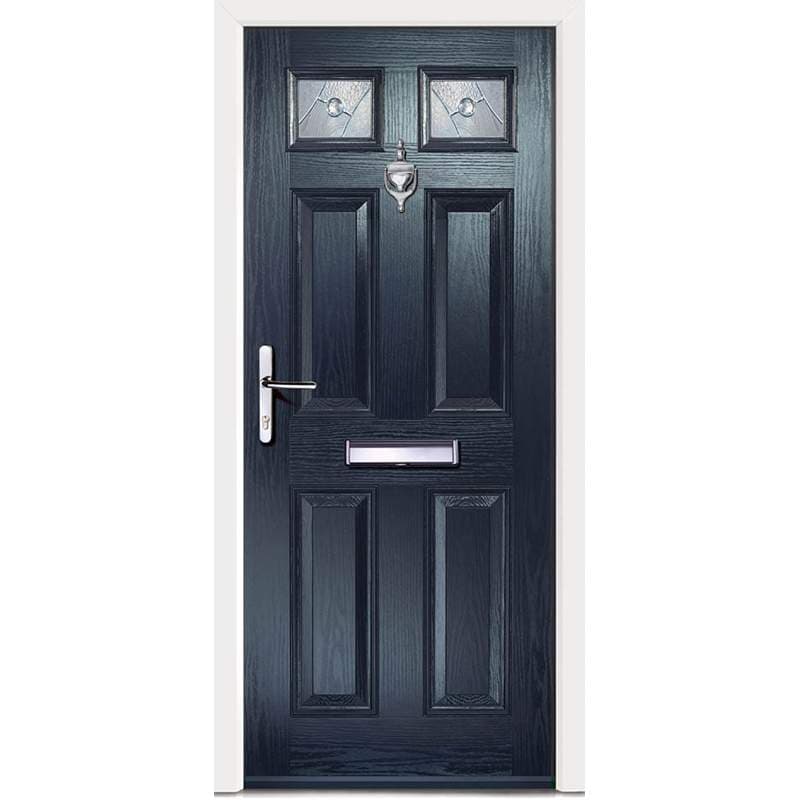 Virtuoso Carlton CS3 Right Handed 4 Panel Victorian Fully Finished Blue Composite 2 Light Decorative Glazed External Front Door - 2104mm x 856mm (82.8x33.7 inch) DS-CA2CS3-BLW-B-L-U-C-LT-RH