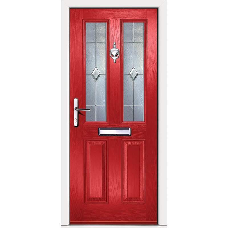 Virtuoso Clifton CS4 Right Handed 2 Panel Victorian Fully Finished Red Composite 2 Light Decorative Glazed External Front Door - 2100mm x 845mm (82.7x33.3 inch) DS-CLCS4-RW-A-L-U-C-LT-RH