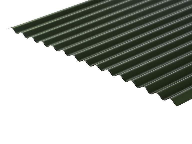 Cladco Corrugated 13/3 Profile 0.5mm PVC Plastisol Coated Sheet - 4880mm - Juniper Green BS12B29 RCA5JG-4880