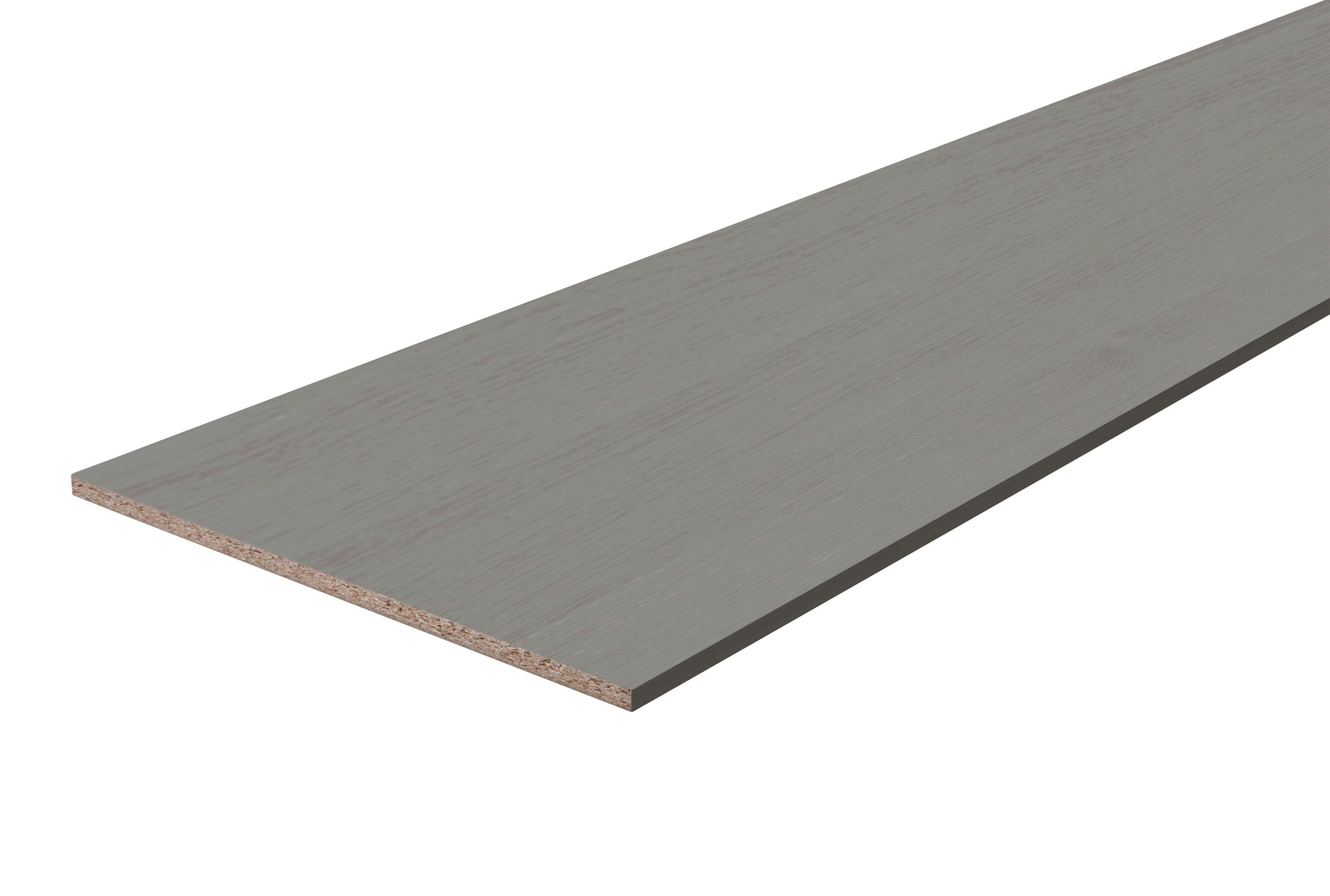 Grey Oak Effect Semi Edged Chipboard Furniture Board, (L)2.5M (W)200mm (T)18mm