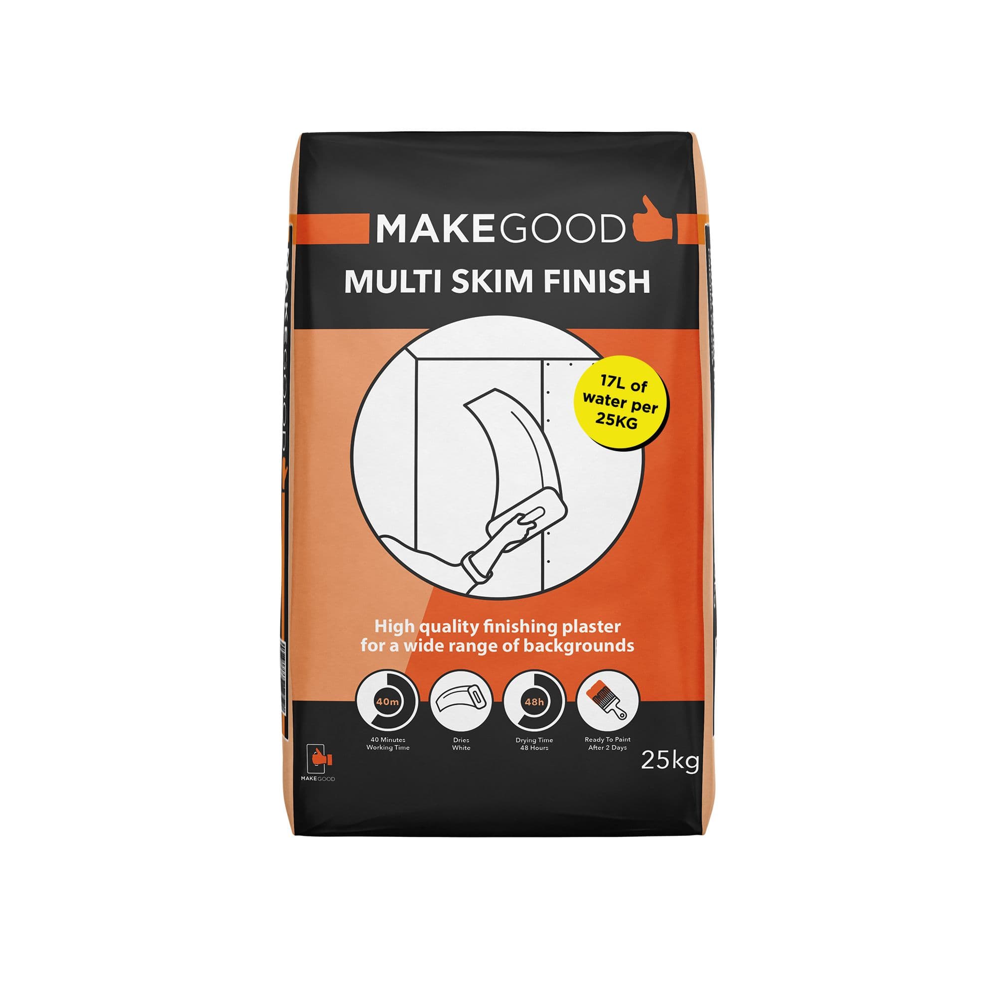 Make Good Multi Skim Finishing Plaster, 25Kg Bag