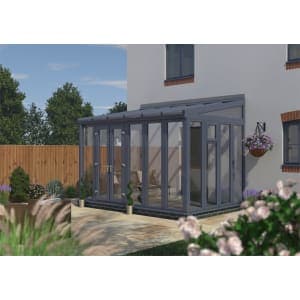 Euramax Lean To Conservatory Full Height - Anthracite Grey - 12 ft x 8ft