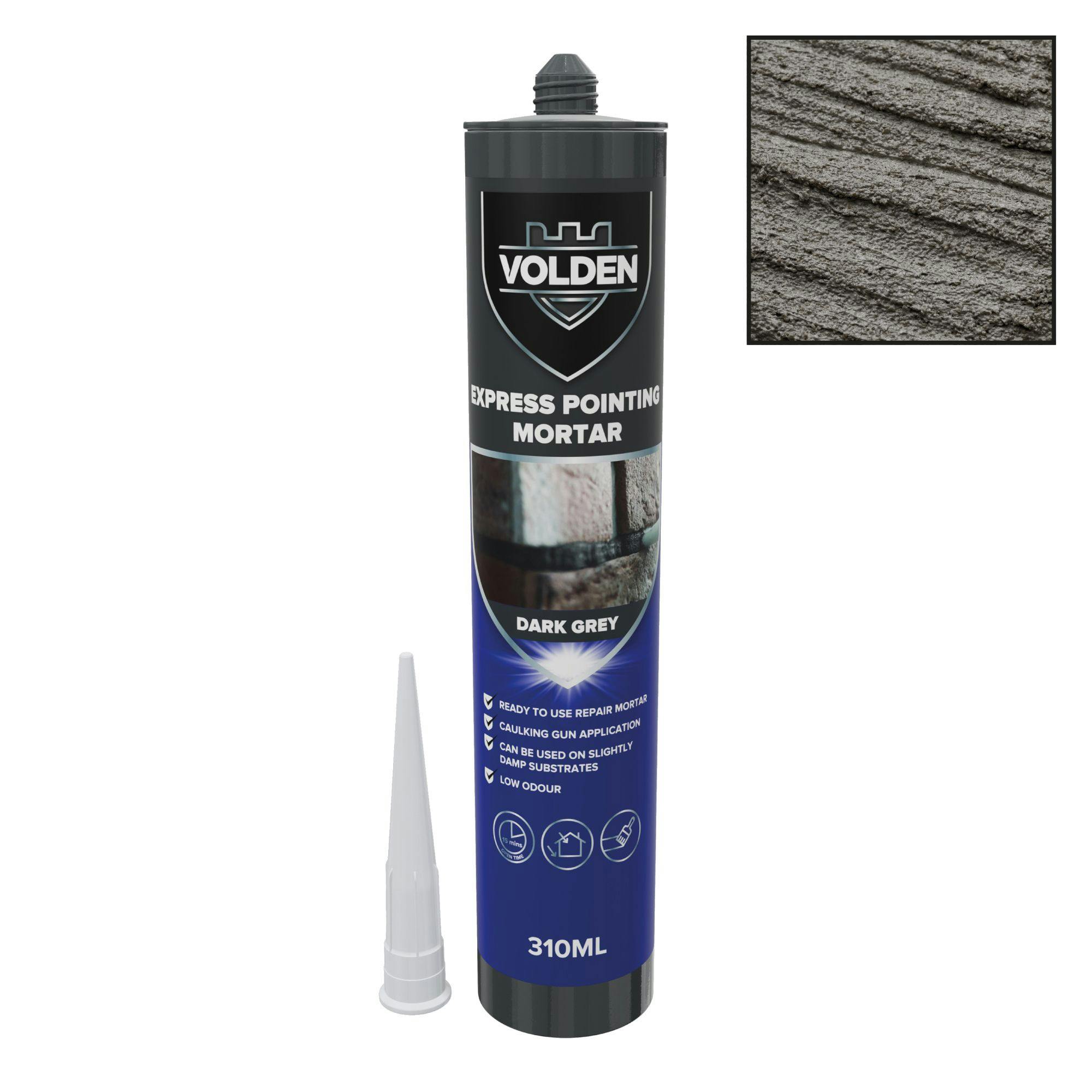 Volden Express Dark Grey Pointing Mortar, 310Ml Cartridge - Ready For Use